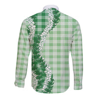 Green Hawaii Palaka Long Sleeve Button Shirt Hawaiian Honohono Lei LT05 - Polynesian Pride