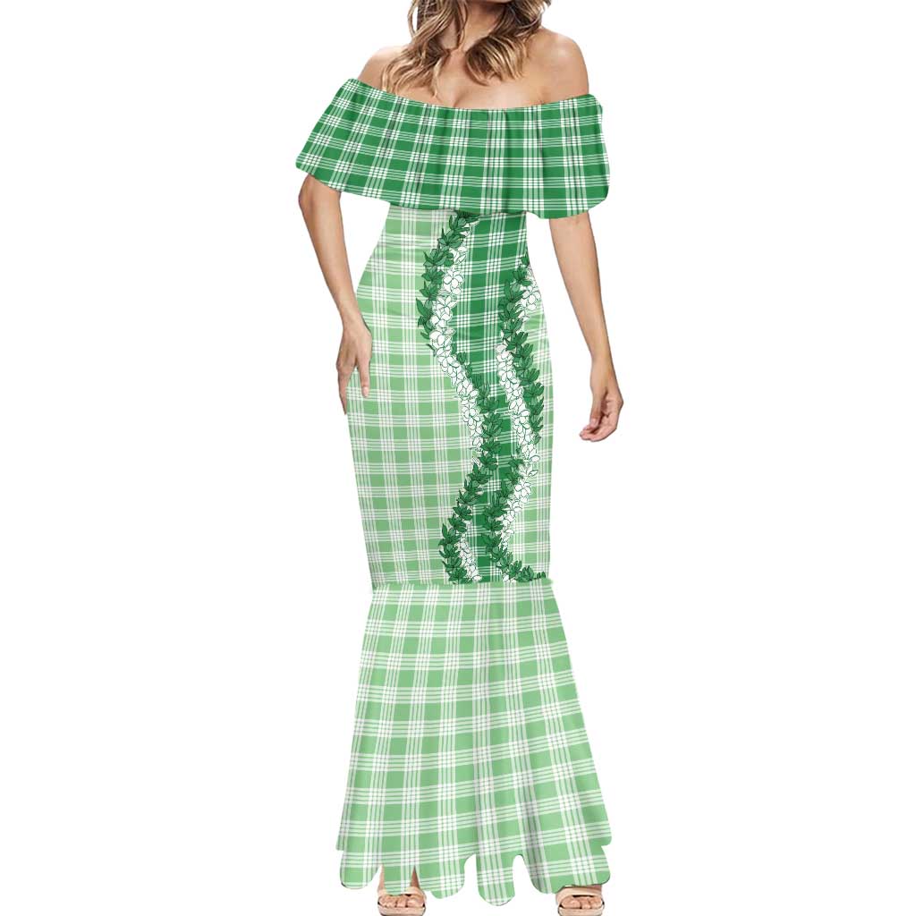 Green Hawaii Palaka Mermaid Dress Hawaiian Honohono Lei LT05 - Polynesian Pride