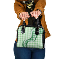Green Hawaii Palaka Shoulder Handbag Hawaiian Honohono Lei
