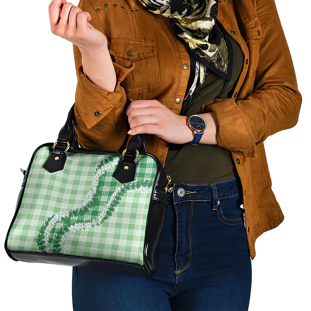Green Hawaii Palaka Shoulder Handbag Hawaiian Honohono Lei