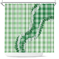 Green Hawaii Palaka Shower Curtain Hawaiian Honohono Lei