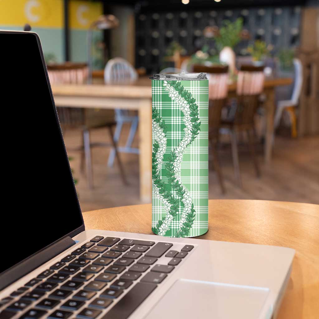 Green Hawaii Palaka Skinny Tumbler Hawaiian Honohono Lei LT05 - Polynesian Pride