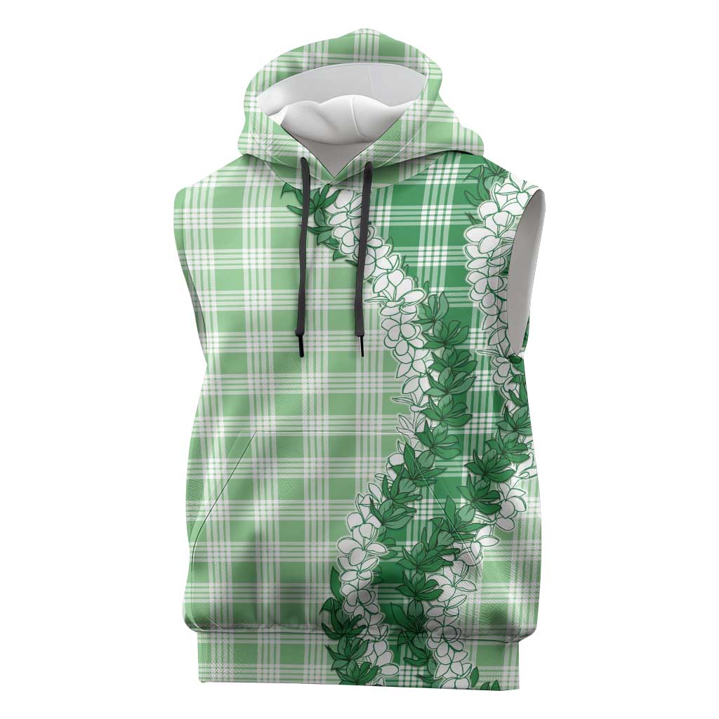 Green Hawaii Palaka Sleeveless Hoodie Hawaiian Honohono Lei LT05 Green - Polynesian Pride