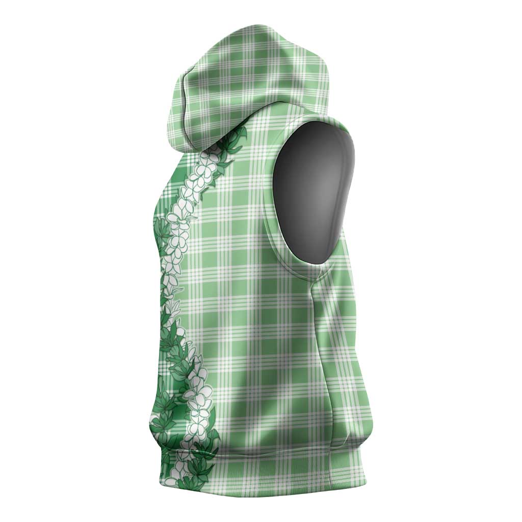 Green Hawaii Palaka Sleeveless Hoodie Hawaiian Honohono Lei LT05 - Polynesian Pride