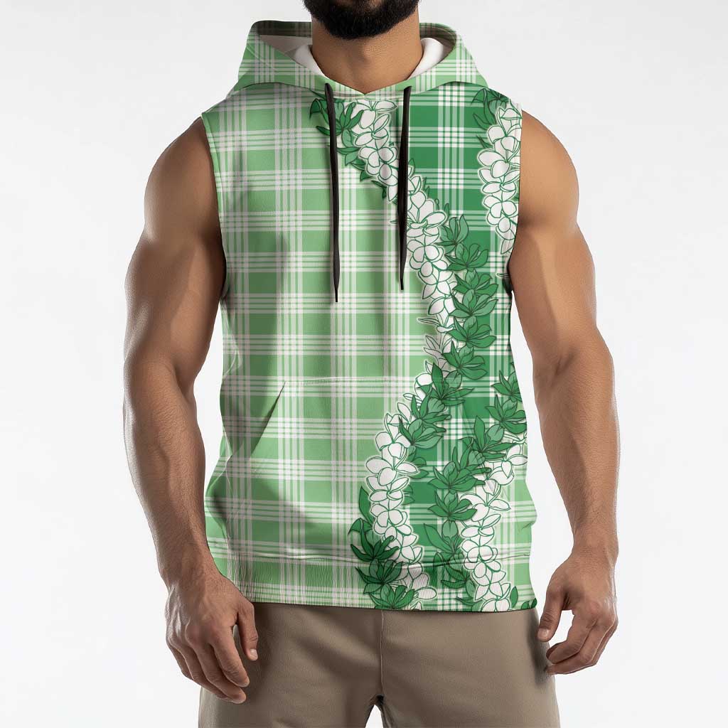 Green Hawaii Palaka Sleeveless Hoodie Hawaiian Honohono Lei LT05 - Polynesian Pride