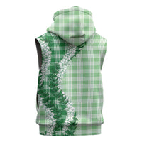 Green Hawaii Palaka Sleeveless Zip Hoodie Hawaiian Honohono Lei LT05 - Polynesian Pride