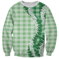Green Hawaii Palaka Sweatshirt Hawaiian Honohono Lei