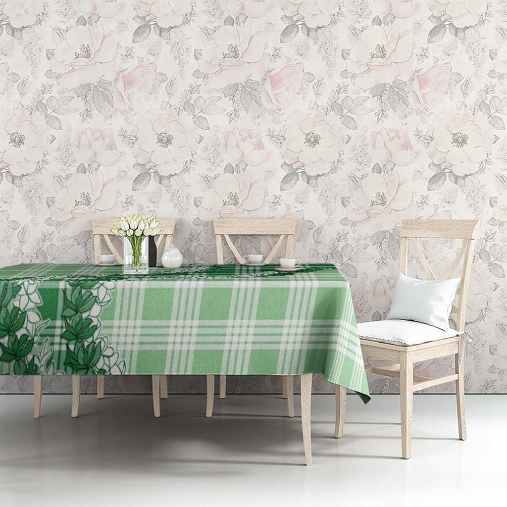 Green Hawaii Palaka Tablecloth Hawaiian Honohono Lei