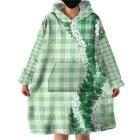 Green Hawaii Palaka Wearable Blanket Hoodie Hawaiian Honohono Lei LT05 - Polynesian Pride