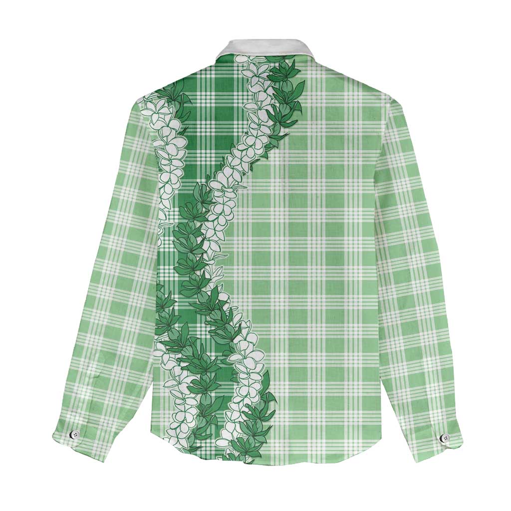 Green Hawaii Palaka Women Casual Shirt Hawaiian Honohono Lei LT05 - Polynesian Pride