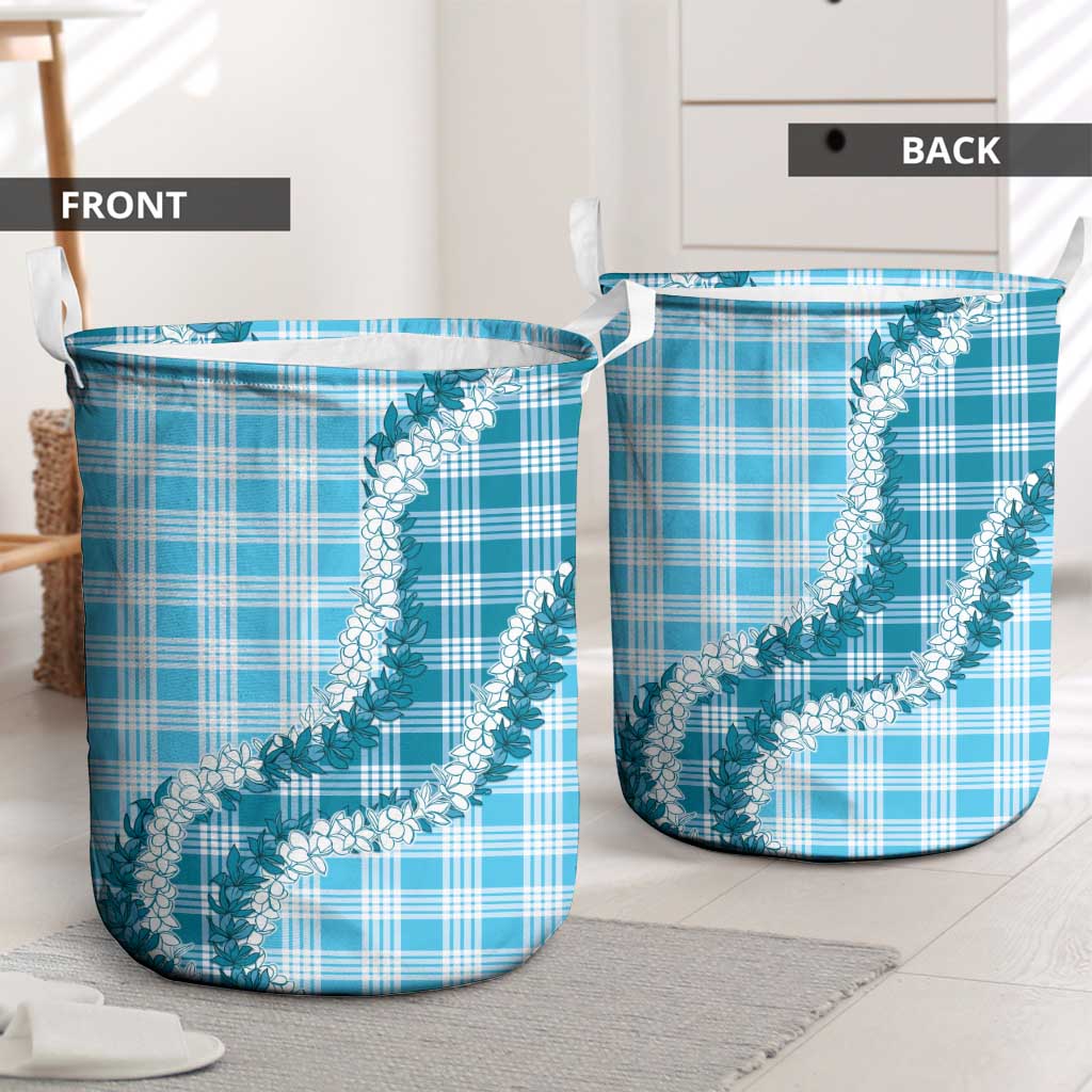 Blue Hawaii Palaka Laundry Basket Hawaiian Honohono Lei
