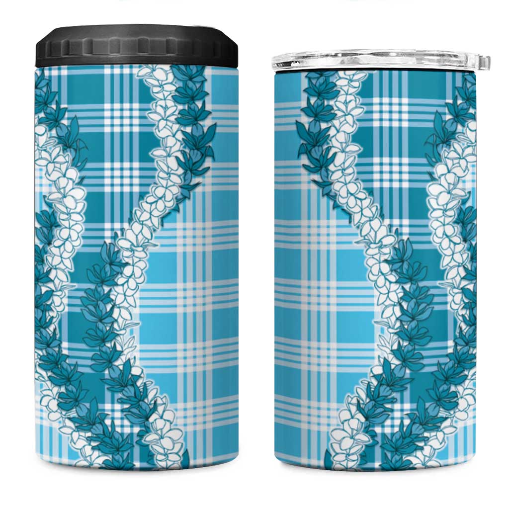 Blue Hawaii Palaka 4 in 1 Can Cooler Tumbler Hawaiian Honohono Lei LT05 One Size: 16 oz Blue - Polynesian Pride