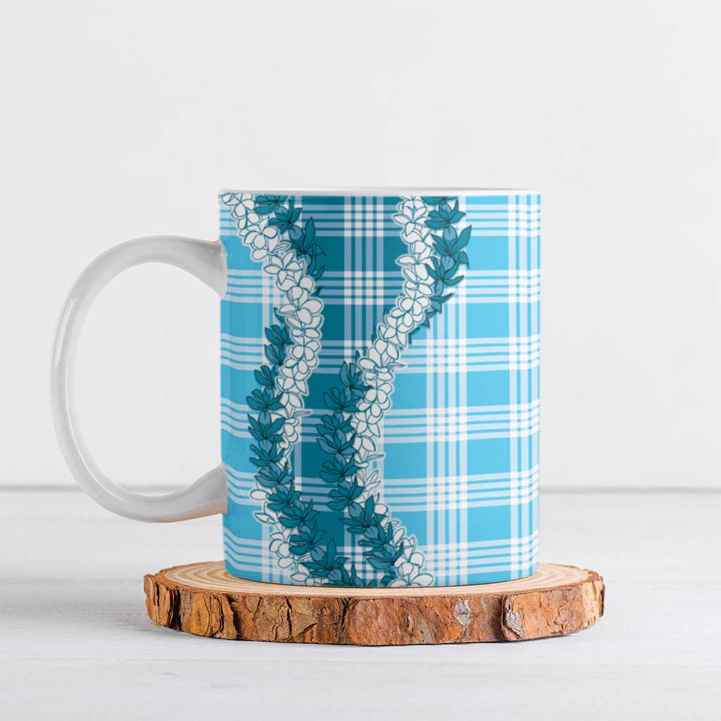 Blue Hawaii Palaka Ceramic Mug Hawaiian Honohono Lei LT05 Blue - Polynesian Pride