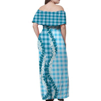 Blue Hawaii Palaka Family Matching Off Shoulder Maxi Dress and Hawaiian Shirt Hawaiian Honohono Lei LT05 - Polynesian Pride