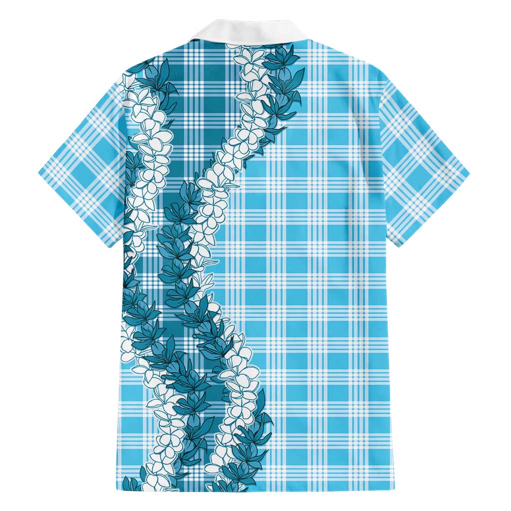 Blue Hawaii Palaka Family Matching Short Sleeve Bodycon Dress and Hawaiian Shirt Hawaiian Honohono Lei LT05 - Polynesian Pride