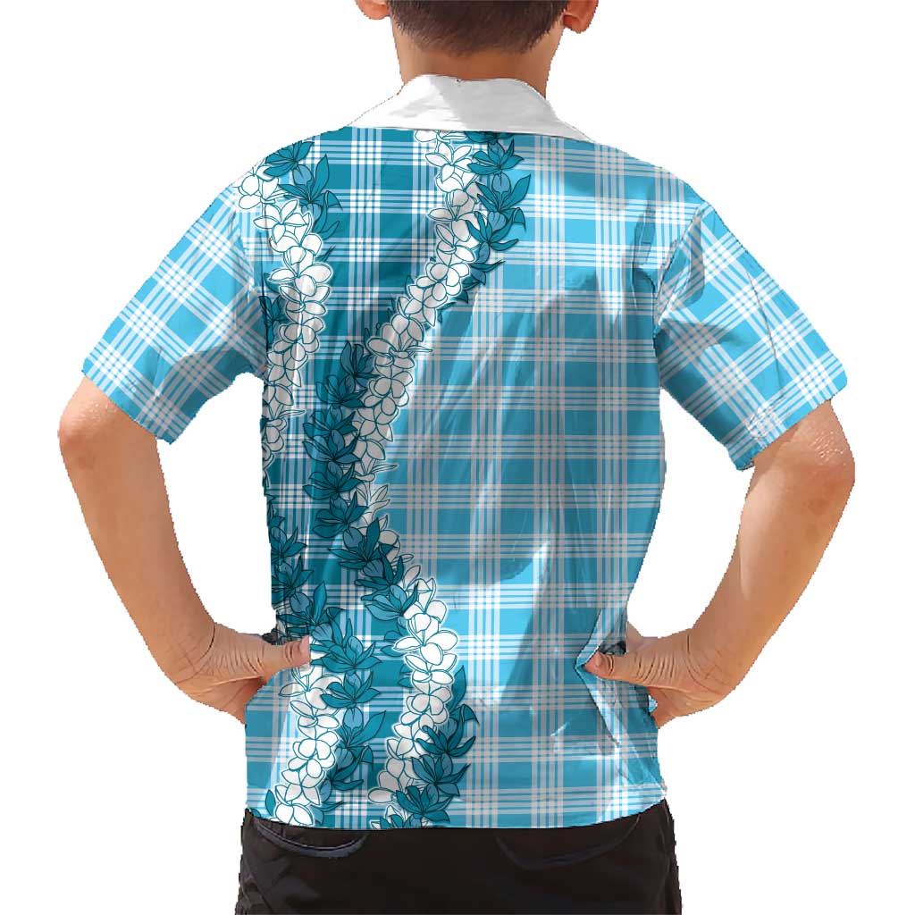Blue Hawaii Palaka Family Matching Tank Maxi Dress and Hawaiian Shirt Hawaiian Honohono Lei LT05 - Polynesian Pride