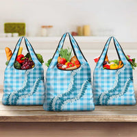 Blue Hawaii Palaka Grocery Bag Hawaiian Honohono Lei