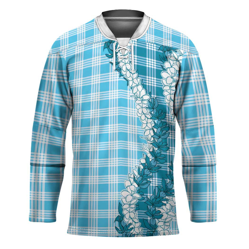 Blue Hawaii Palaka Hockey Jersey Hawaiian Honohono Lei LT05 Unisex Blue - Polynesian Pride