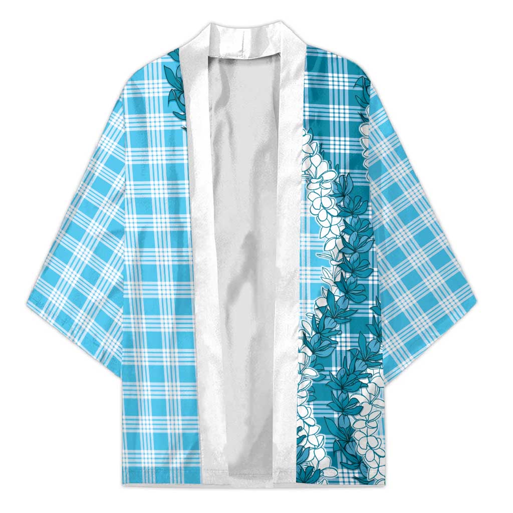 Blue Hawaii Palaka Kimono Hawaiian Honohono Lei