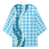 Blue Hawaii Palaka Kimono Hawaiian Honohono Lei
