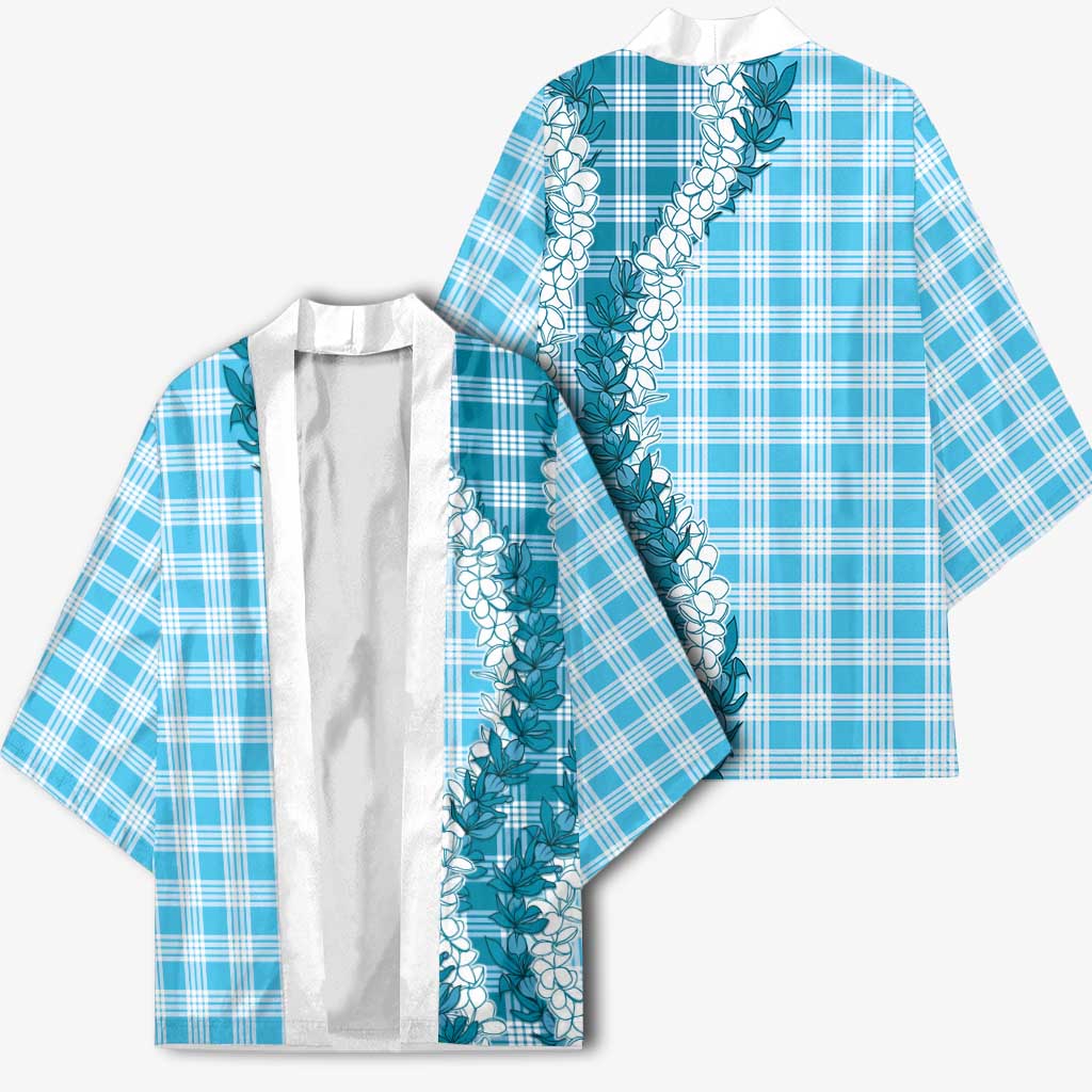 Blue Hawaii Palaka Kimono Hawaiian Honohono Lei