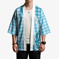 Blue Hawaii Palaka Kimono Hawaiian Honohono Lei