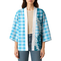 Blue Hawaii Palaka Kimono Hawaiian Honohono Lei
