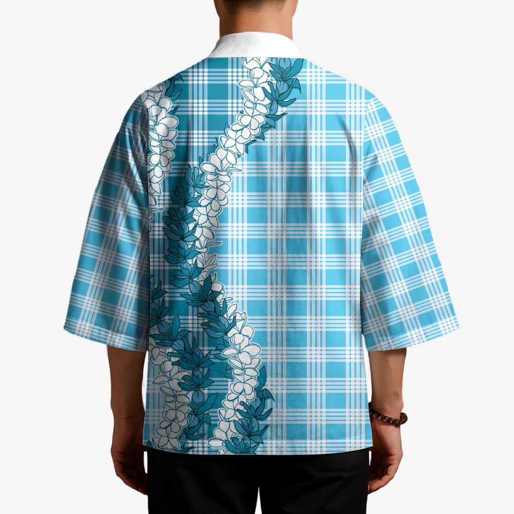 Blue Hawaii Palaka Kimono Hawaiian Honohono Lei