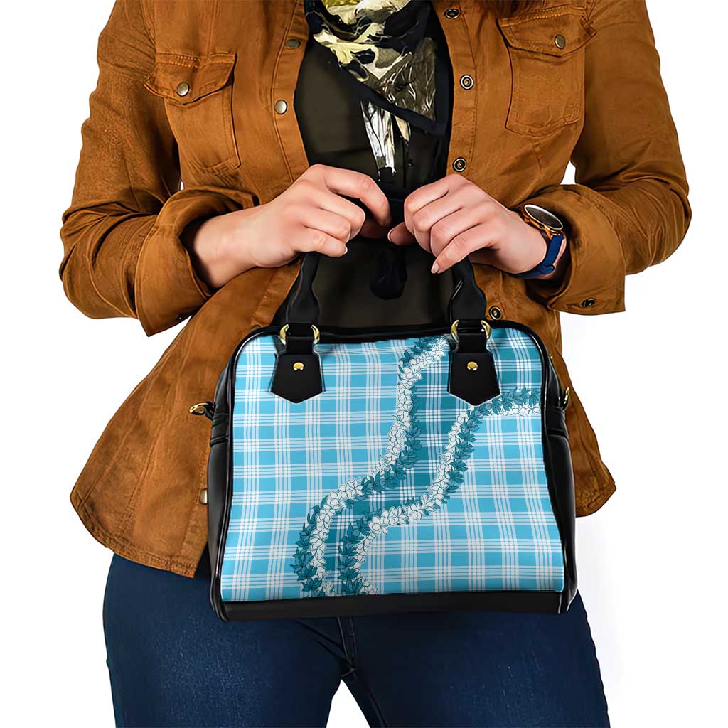 Blue Hawaii Palaka Shoulder Handbag Hawaiian Honohono Lei