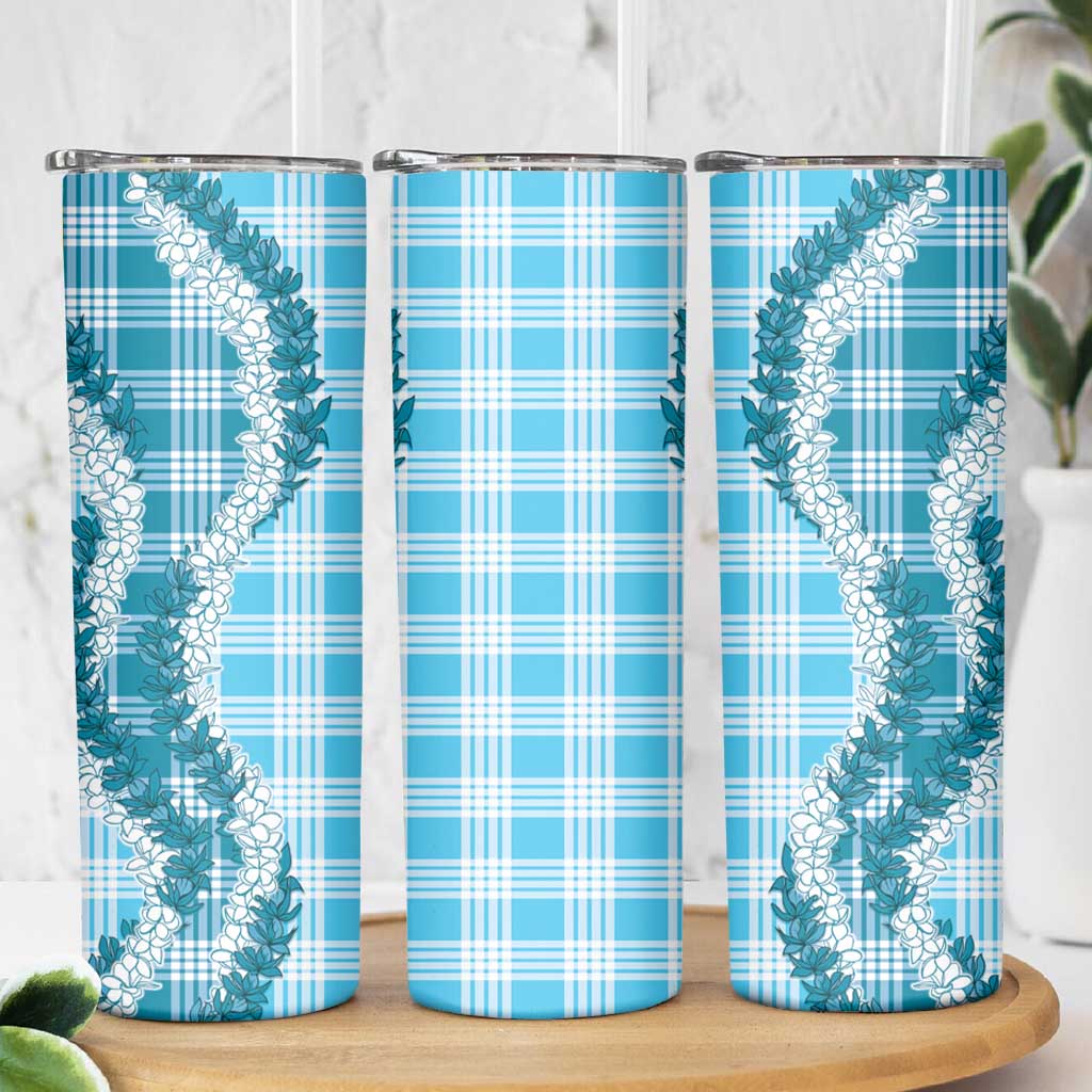 Blue Hawaii Palaka Skinny Tumbler Hawaiian Honohono Lei LT05 - Polynesian Pride