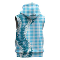 Blue Hawaii Palaka Sleeveless Zip Hoodie Hawaiian Honohono Lei