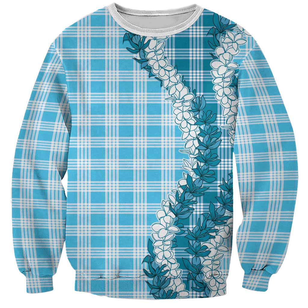 Blue Hawaii Palaka Sweatshirt Hawaiian Honohono Lei