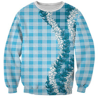 Blue Hawaii Palaka Sweatshirt Hawaiian Honohono Lei