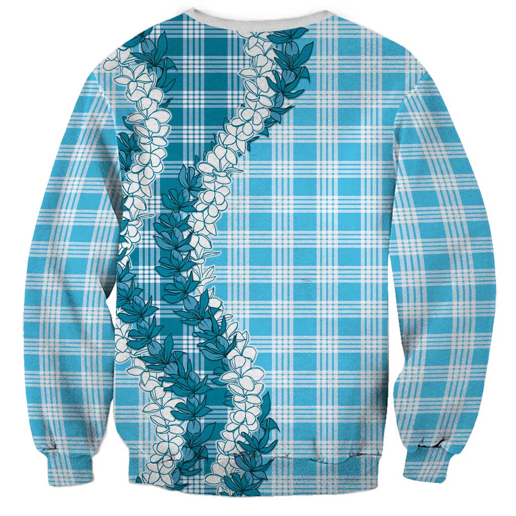 Blue Hawaii Palaka Sweatshirt Hawaiian Honohono Lei
