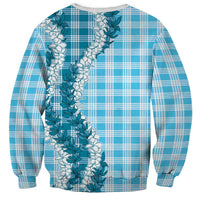 Blue Hawaii Palaka Sweatshirt Hawaiian Honohono Lei