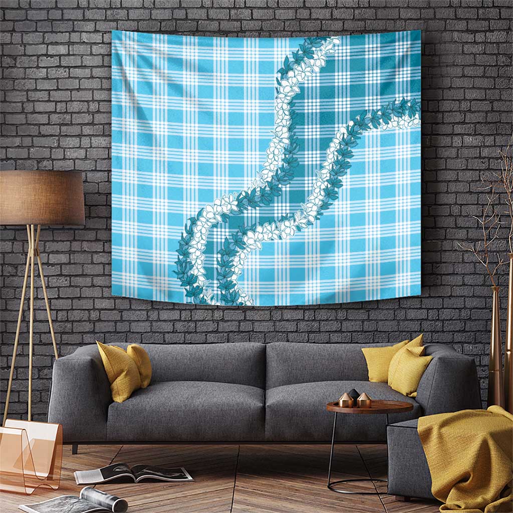 Blue Hawaii Palaka Tapestry Hawaiian Honohono Lei