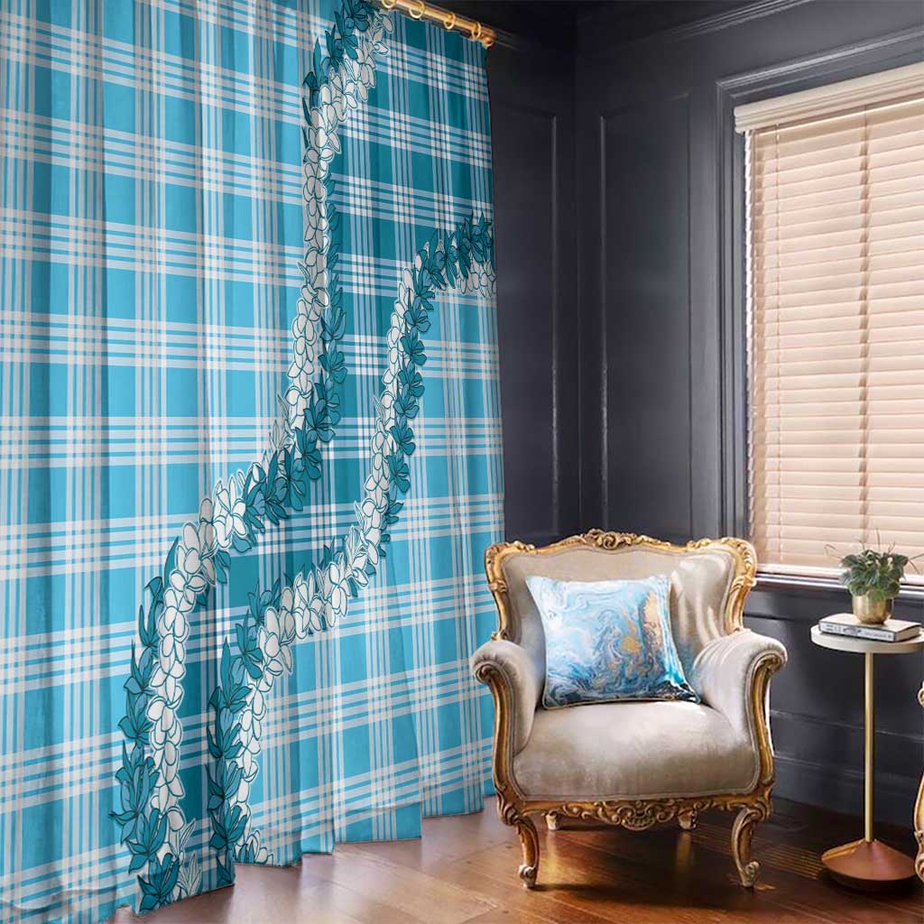 Blue Hawaii Palaka Window Curtain Hawaiian Honohono Lei