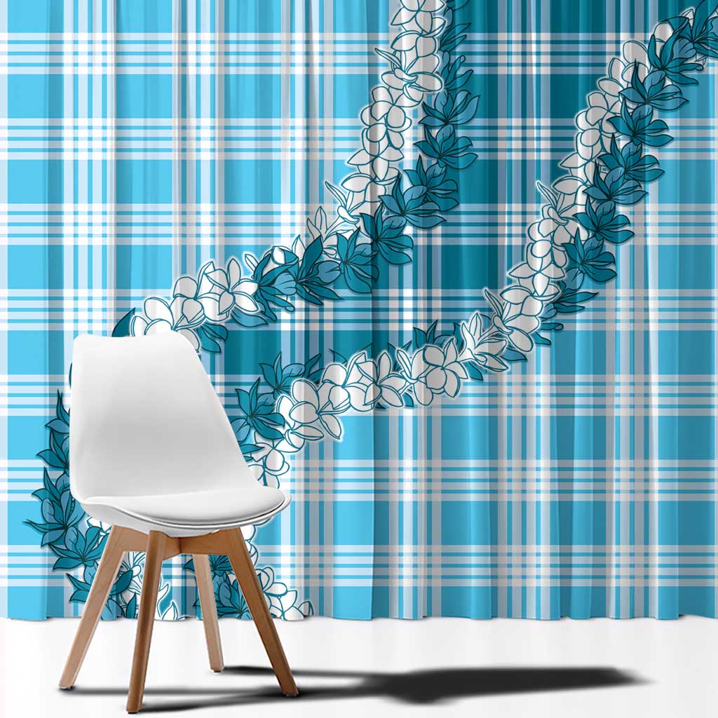 Blue Hawaii Palaka Window Curtain Hawaiian Honohono Lei