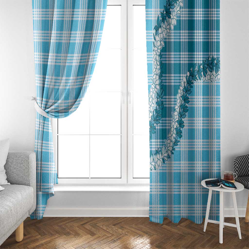 Blue Hawaii Palaka Window Curtain Hawaiian Honohono Lei