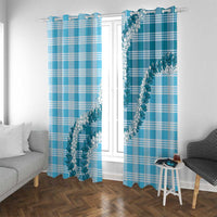 Blue Hawaii Palaka Window Curtain Hawaiian Honohono Lei