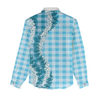 Blue Hawaii Palaka Women Casual Shirt Hawaiian Honohono Lei LT05 - Polynesian Pride