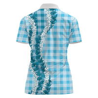 Blue Hawaii Palaka Women Polo Shirt Hawaiian Honohono Lei LT05 - Polynesian Pride