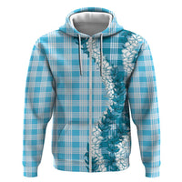 Blue Hawaii Palaka Zip Hoodie Hawaiian Honohono Lei LT05 Zip Hoodie Blue - Polynesian Pride