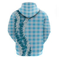 Blue Hawaii Palaka Zip Hoodie Hawaiian Honohono Lei LT05 - Polynesian Pride