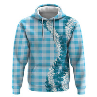 Blue Hawaii Palaka Zip Hoodie Hawaiian Honohono Lei LT05 Pullover Hoodie Blue - Polynesian Pride