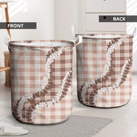 Beige Hawaii Palaka Laundry Basket Hawaiian Honohono Lei