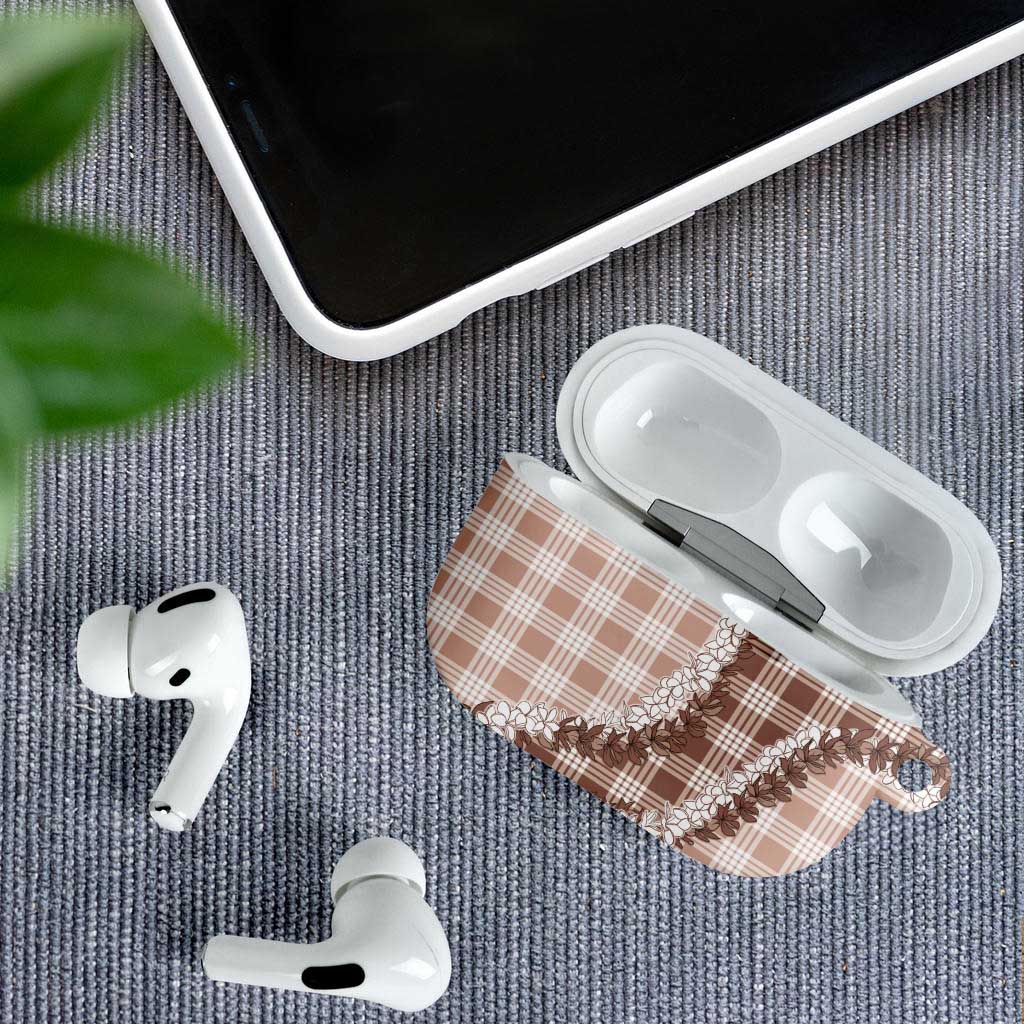 Beige Hawaii Palaka AirPods Case Hawaiian Honohono Lei