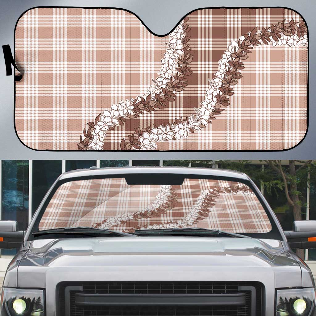 Beige Hawaii Palaka Auto Sun Shade Hawaiian Honohono Lei