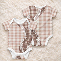 Beige Hawaii Palaka Baby Onesie Hawaiian Honohono Lei