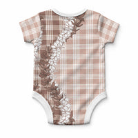 Beige Hawaii Palaka Baby Onesie Hawaiian Honohono Lei
